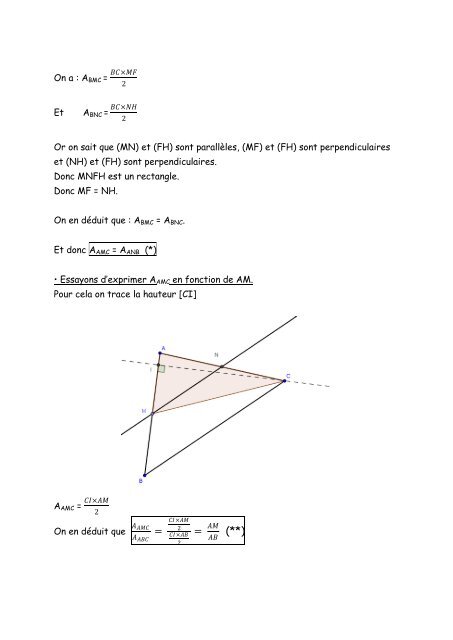 Une démonstration du théorème de Thalès (signée Euclide). Soit ...