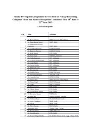 Faculty Development programme in NIT Delhi on âImage Processing ...