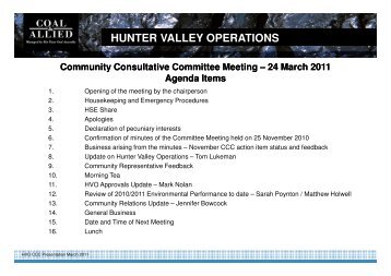 HVO CCC presentation March 2011 - Rio Tinto Coal Australia