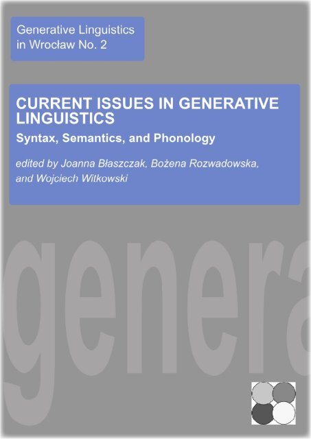 Current Issues in Generative Linguistics