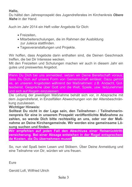 Jugendreferat Kirchenkreis Obere Nahe Vollmersbachstraße 24a ...