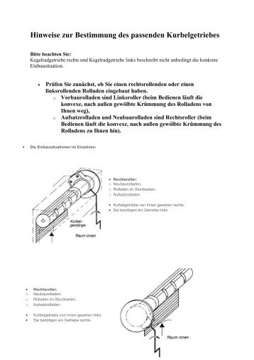 Hinweise zur Bestimmung des passenden Kurbelgetriebes