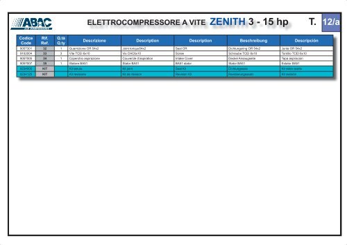 ELETTROCOMPRESSORE A VITE ZENITH 3 - 15 hp - Abac