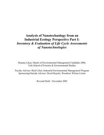 Analysis of Nanotechnology from an Industrial Ecology ... - denix