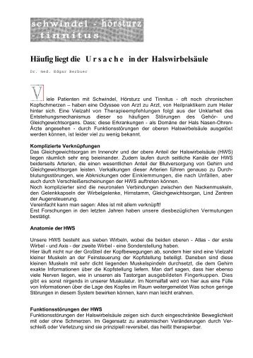 Häufig liegt die U rsache in der Halswirbelsäule - Dr. med. Edgar ...