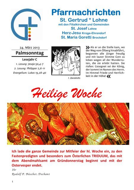 Pfarrnachrichten vom 24. MÃ¤rz 2013 - Katholische Kirchengemeinde ...