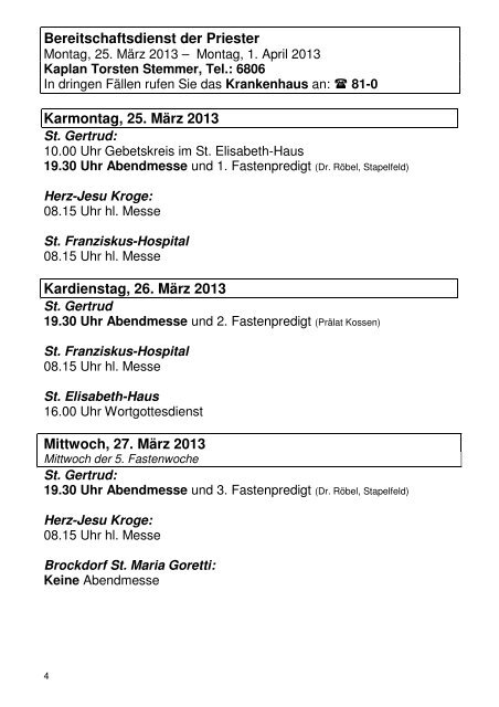 Pfarrnachrichten vom 24. MÃ¤rz 2013 - Katholische Kirchengemeinde ...
