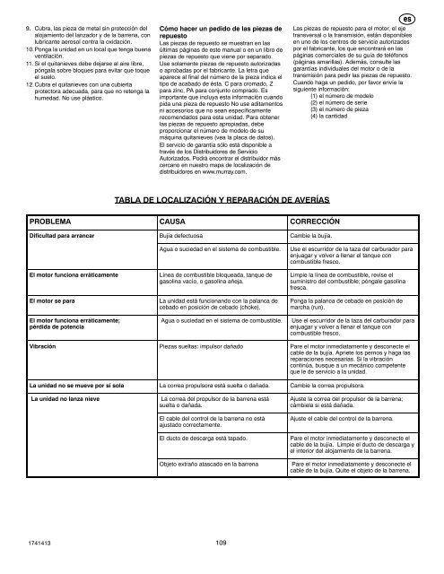 Instruction Book - Snowthrower Model 6210701x54NA ... - Canadiana