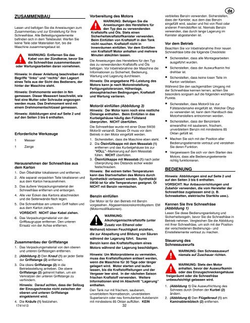 Instruction Book - Snowthrower Model 6210701x54NA ... - Canadiana