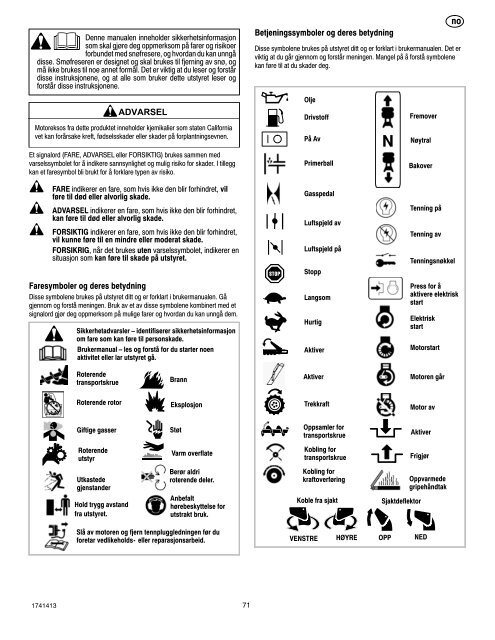 Instruction Book - Snowthrower Model 6210701x54NA ... - Canadiana