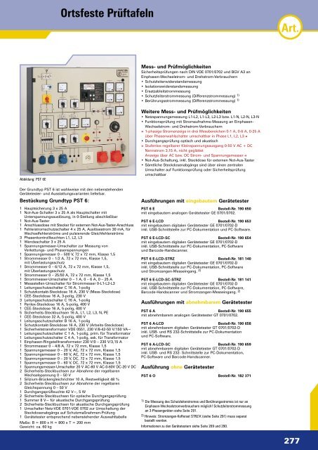 Ortsfeste Prüftafeln - ELEKTRA Tailfingen