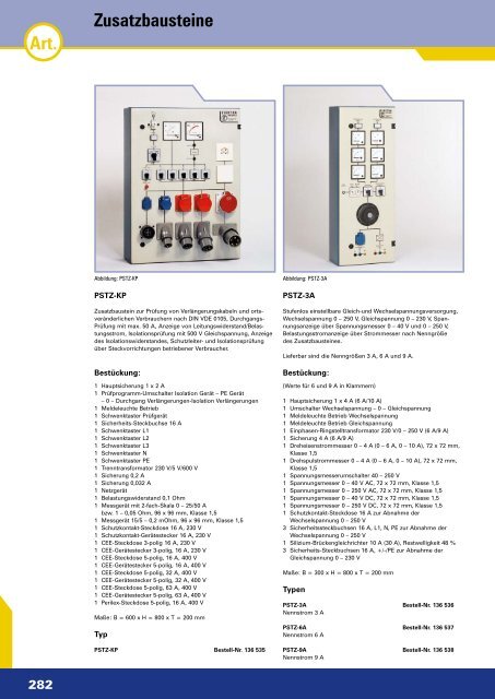 Ortsfeste Prüftafeln - ELEKTRA Tailfingen