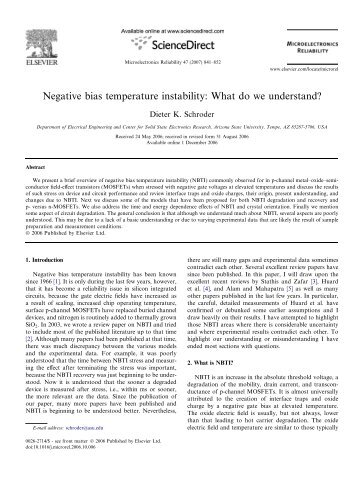 Negative bias temperature instability: What do we understand?
