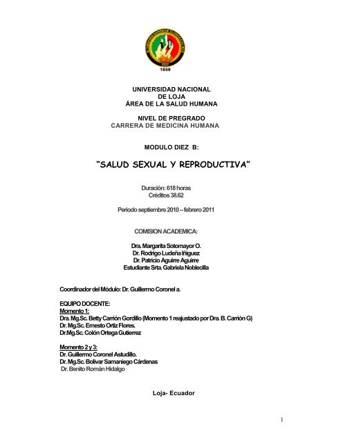 âSALUD SEXUAL Y REPRODUCTIVAâ - Universidad Nacional de Loja