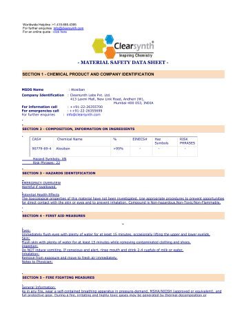 Atosiban -Material Safety Datasheet - clearsynth