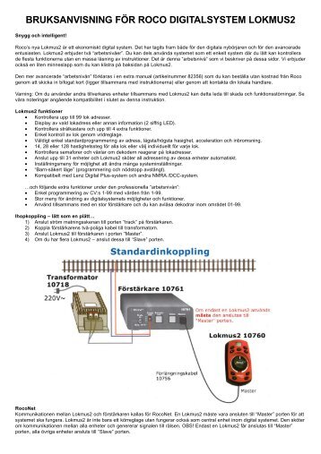 bruksanvisning fÃ¶r roco digitalsystem lokmus2 - MJ Hobby