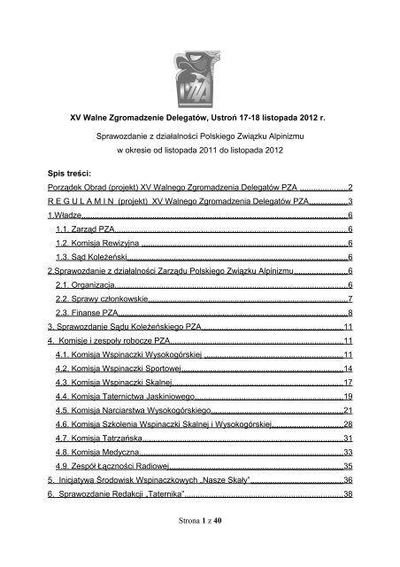 Sprawozdanie - Polski ZwiÄzek Alpinizmu