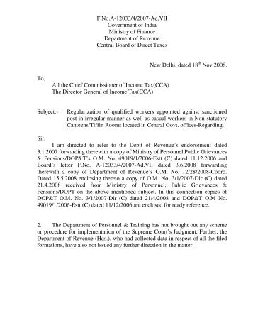 F.No.A-12033/4/2007-Ad.VII Government of India Ministry of Finance ...