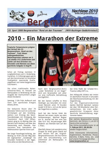 Nachlese 2010 - Bergmarathon Rund um den Traunsee