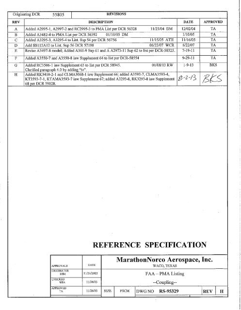 Faa Pma Form.pdf FAA-PMA Listing - MarathonNorco Aerospace