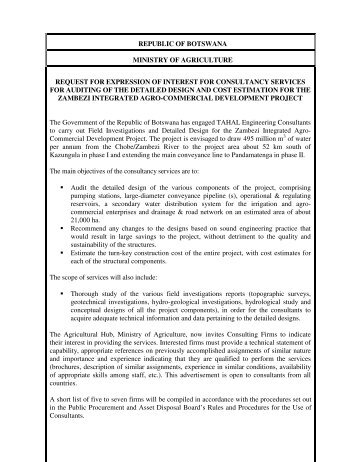 republic of botswana ministry of agriculture request for expression of ...