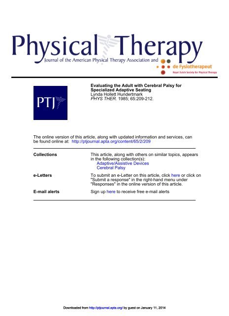 Evaluating the Adult with Cerebral Palsy for ... - Physical Therapy