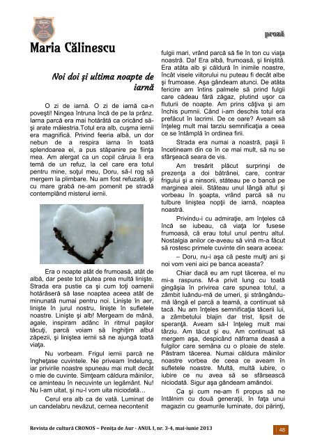 Chronos - Penița de Aur, anul I, nr. 3-4, mai-iunie 2013
