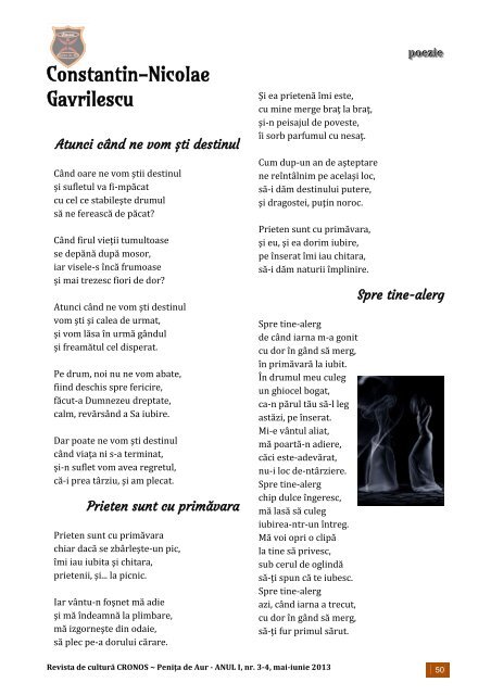 Chronos - Penița de Aur, anul I, nr. 3-4, mai-iunie 2013