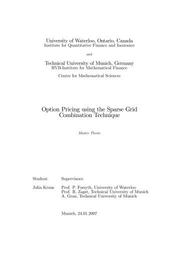 Option Pricing using the Sparse Grid Combination Technique - risklab