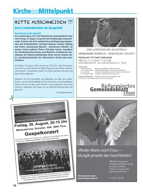 reformiertes gemeindeblatt juli / august 2013 - ref. Kirche Thun