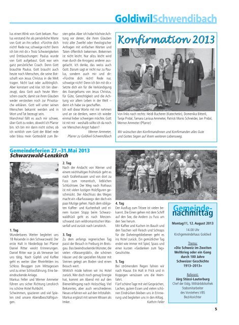 reformiertes gemeindeblatt juli / august 2013 - ref. Kirche Thun