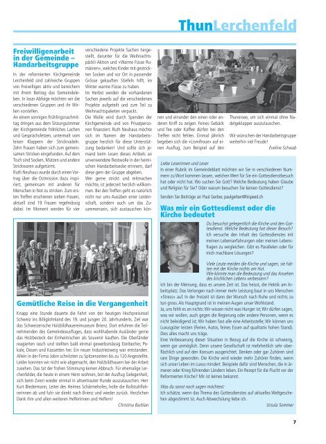 reformiertes gemeindeblatt juli / august 2013 - ref. Kirche Thun