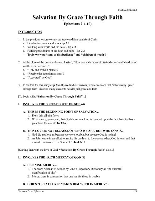 Sermons From Ephesians - Executable Outlines