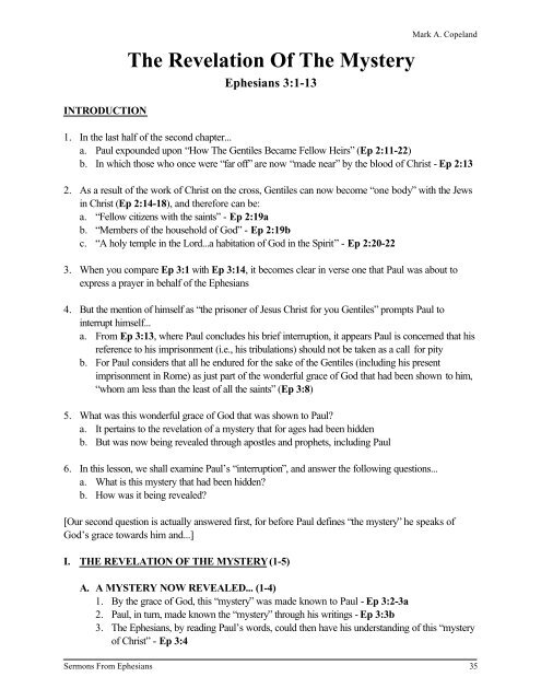 Sermons From Ephesians - Executable Outlines