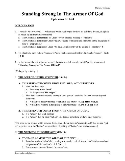 Sermons From Ephesians - Executable Outlines