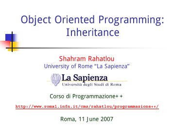 Object Oriented Programming: Inheritance - INFN Sezione di Roma