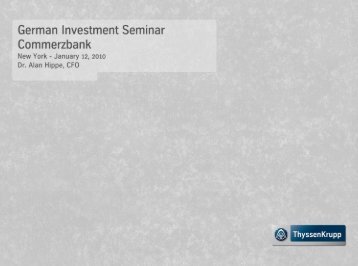 German Investment Seminar, Commerzbank, New York January 12 ...