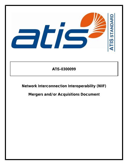 Mergers and/or Acquisitions Document - ATIS
