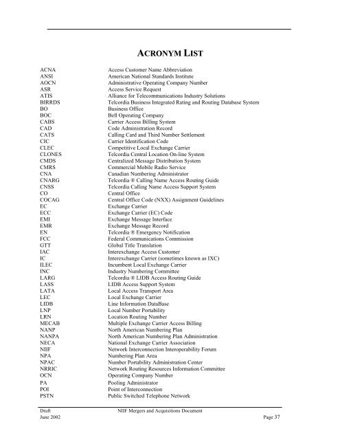 Mergers and/or Acquisitions Document - ATIS