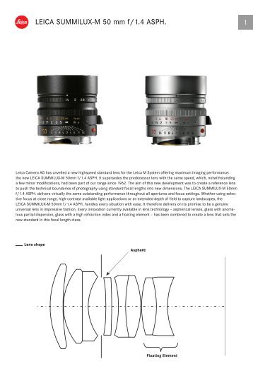 LEICA SUMMILUX-M 50 mm f/1.4 ASPH. 1 - Leica Camera AG