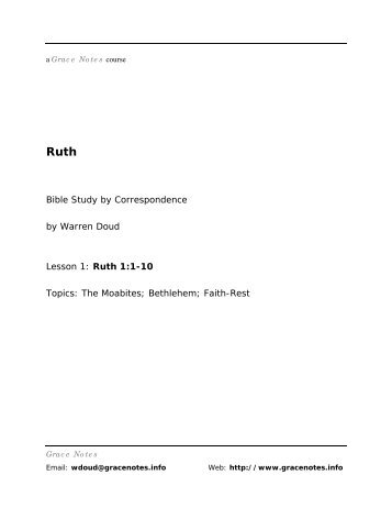 Ruth 1:1-10 - Grace Notes