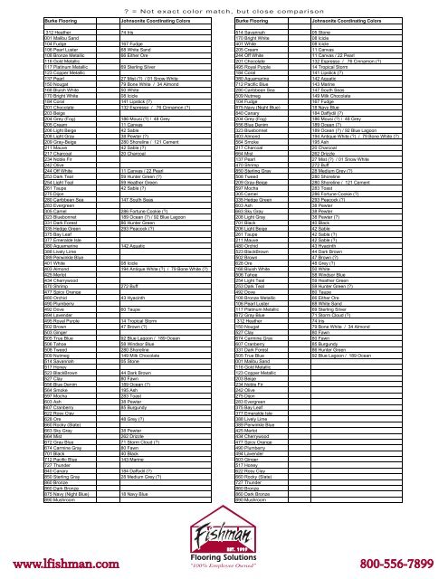 Johnsonite Cove Base Color Chart Pdf