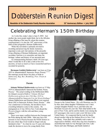 2003 Dobberstein Reunion Digest - Freepages