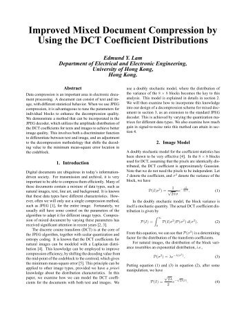 Improved Mixed Document Compression by Using the DCT Coefficient