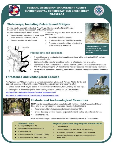 FEMA Environmental Considerations Greensheet