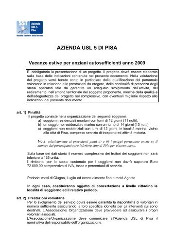 Progetto Vacanze Anziani 2009.pdf - Azienda USL 5 Pisa