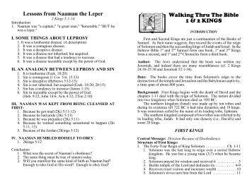 Lessons from Naaman the Leper Walking Thru The Bible 1 & 2 KINGS