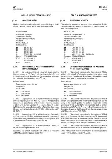 GEN 3.3 - Letecká informační služba - Řízení letového provozu