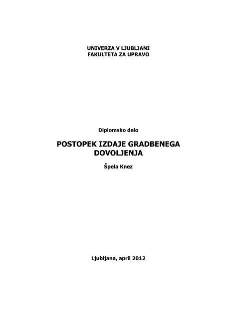 postopek izdaje gradbenega dovoljenja - Fakulteta za upravo ...