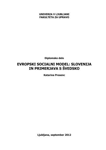 evropski socialni model: slovenija in primerjava s Å¡vedsko